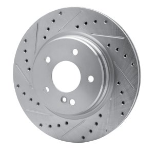 Chrysler CrossFIRE Brake Rotor (1) - Rear Left - R1 Concepts - Drilled & Slotted - Silver - `98-`09